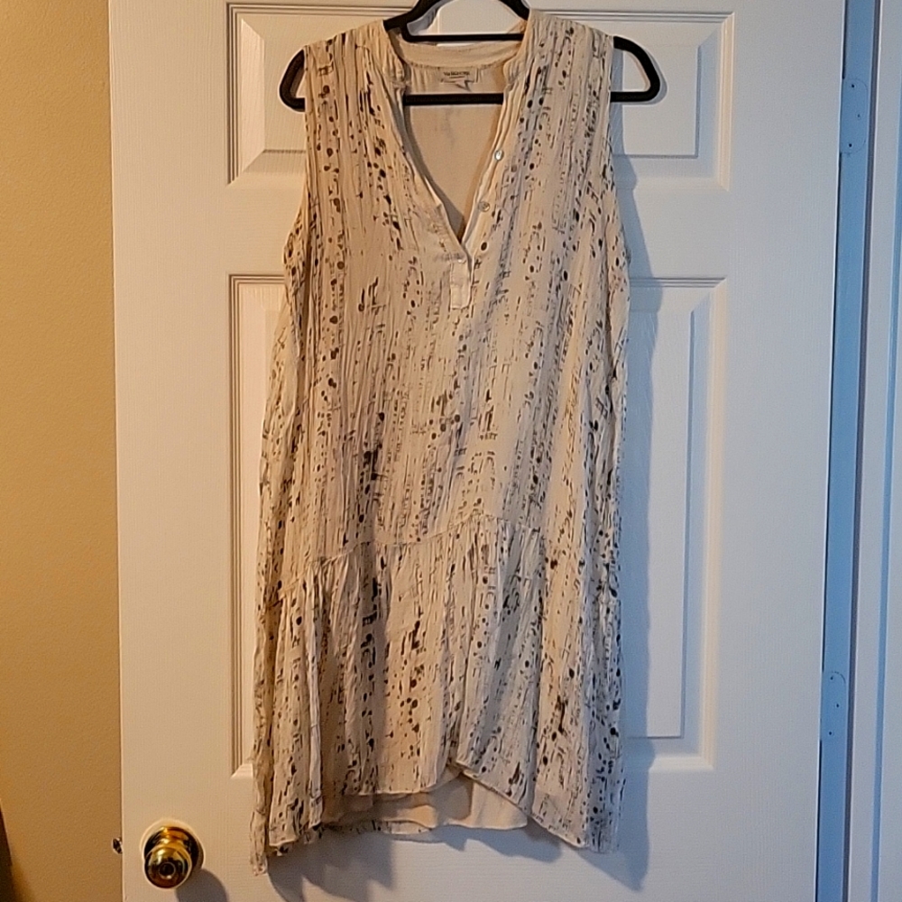 Via Signoria Silk Dress Large Made in Italy Abstract Sleeveless